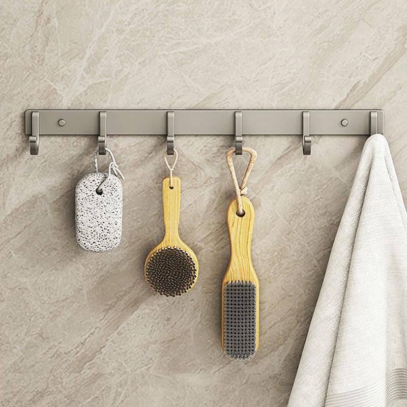 Support Mural Argenté Gris Avec 3 Crochets Robuste en Hameçon