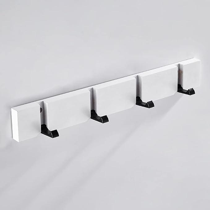 Patère Mural Blanche Design avec 4 crochet rétractable en Aluminium