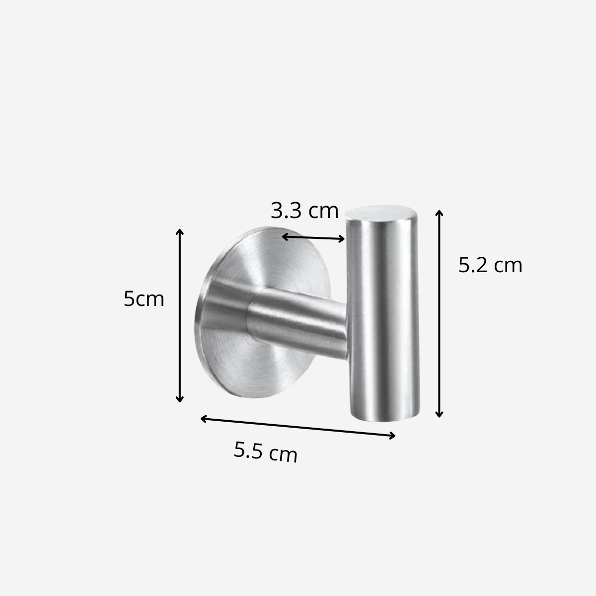 Crochet mural adhésif en acier inoxydable argenté