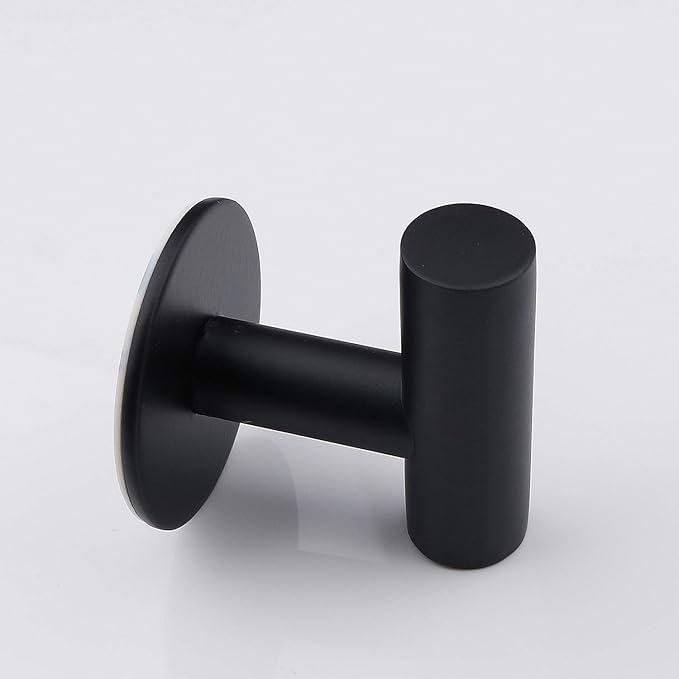 Patère murale adhésive noire – acier inoxydable, fixation facile