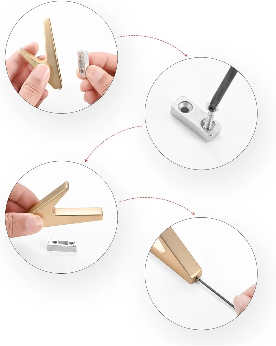 Set de 5 Crochet Moderne & Design Argenté en Métal Solide