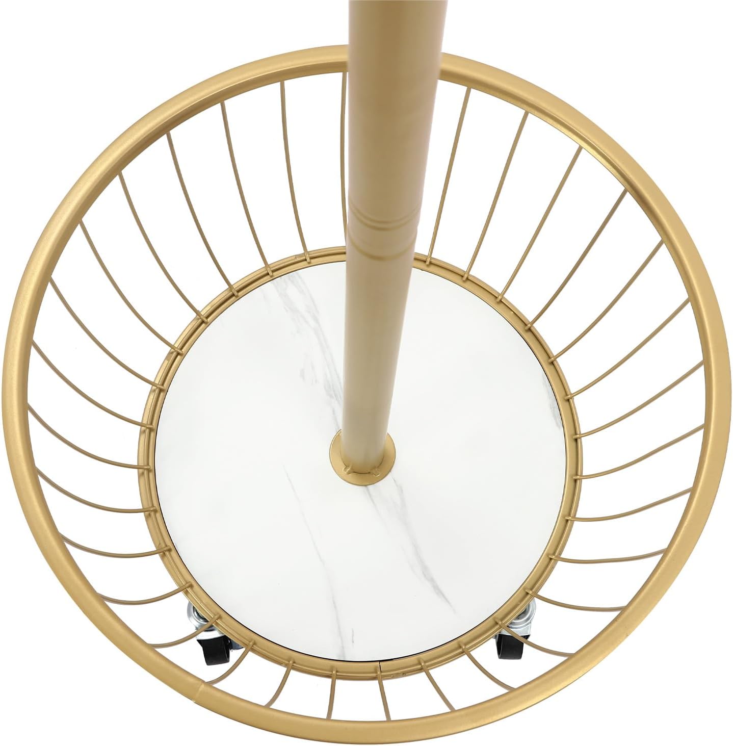 Porte manteau sur roulette avec panier Dorée en Acier & 6 crochets