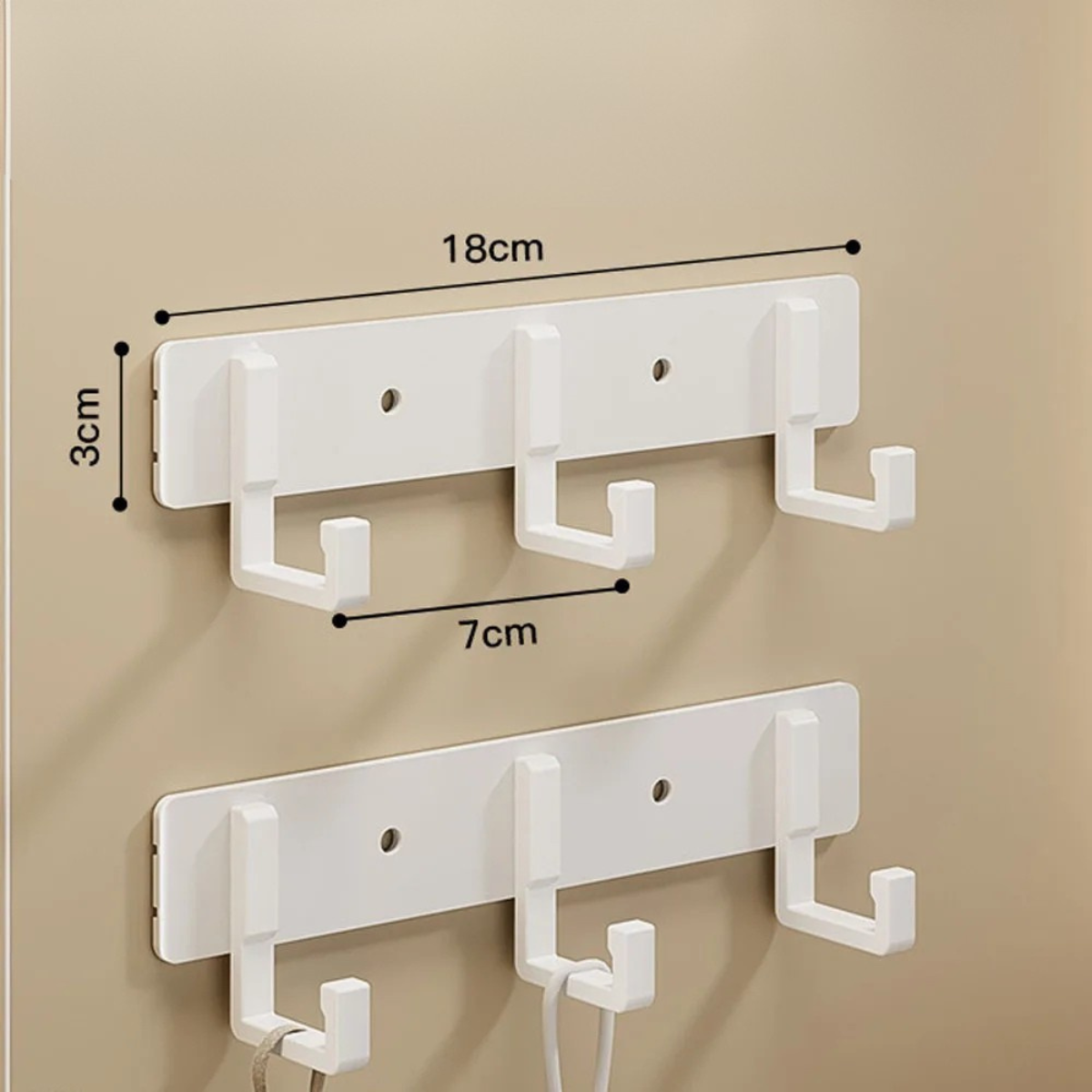 Porte manteau Hameçon Blanc avec 3 Crochet en Métal