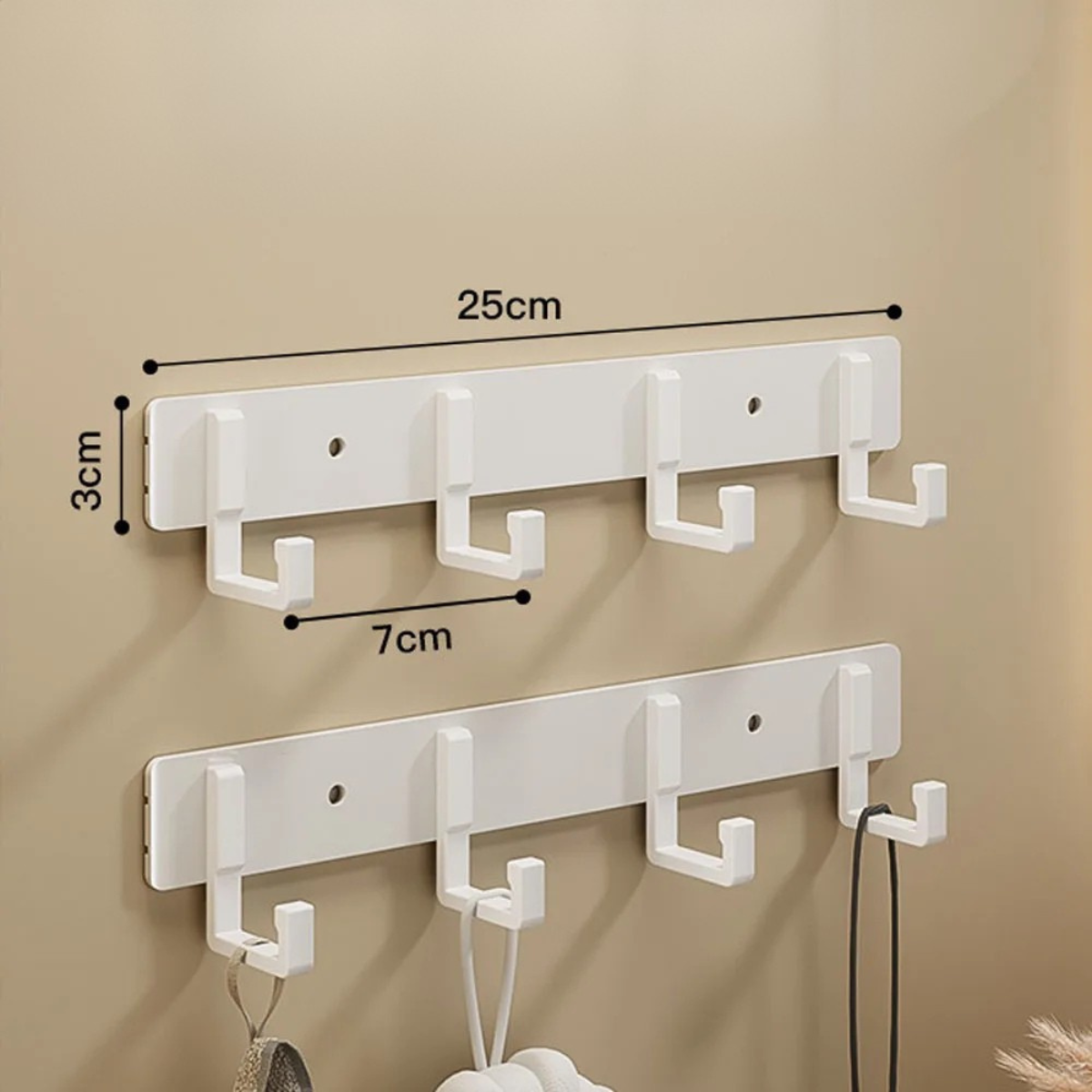 Support Mural Blanc avec Crochet Hameçon Solide