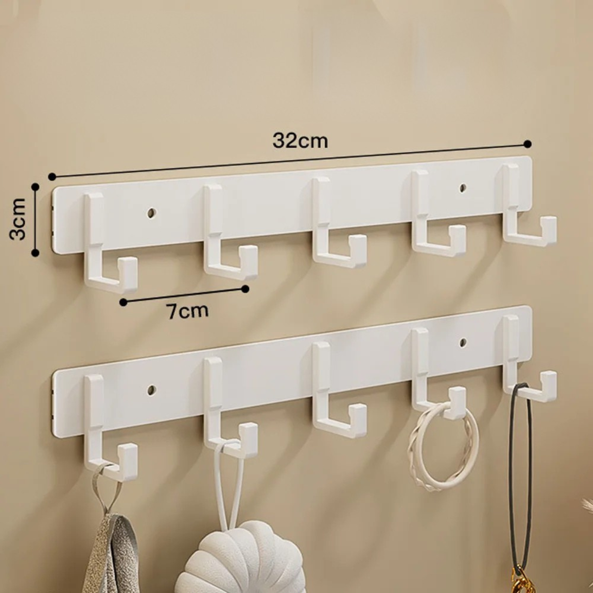 Support Mural Blanc avec Crochet Hameçon Solide