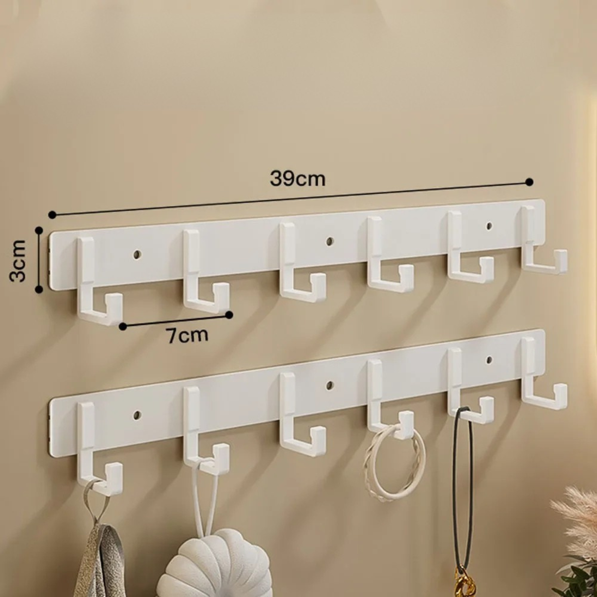 Support Mural Blanc avec Crochet Hameçon Solide