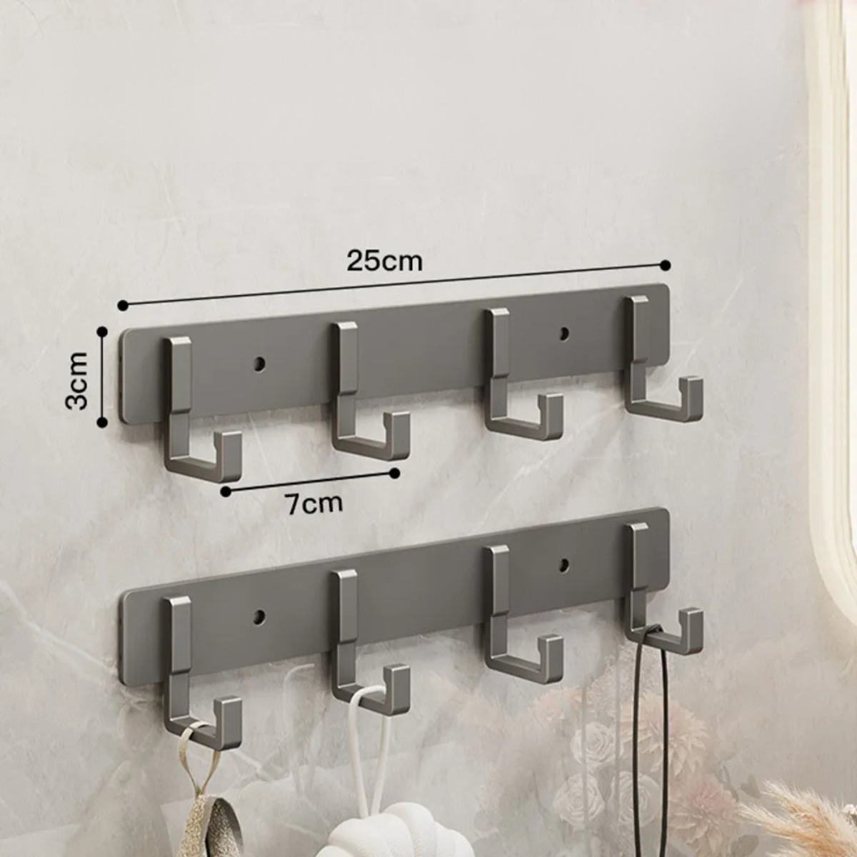 Crochet Mural Hameçon Gris Design avec plusieurs emplacement