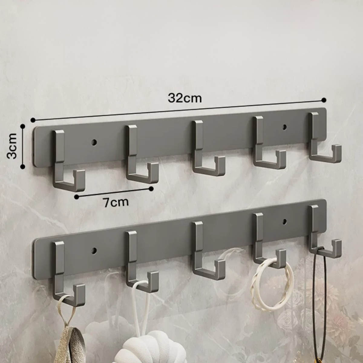 Crochet Mural Hameçon Gris Design avec plusieurs emplacement