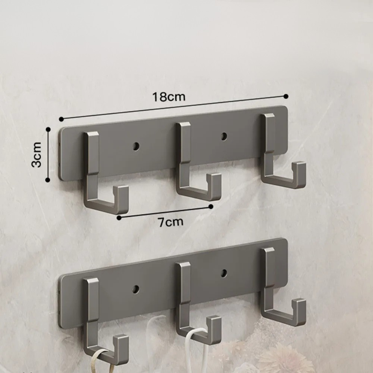 Patères Mural Style Hameçon Gris avec 3 emplacement