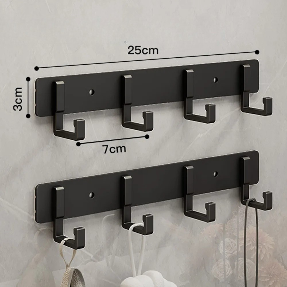 Porte manteau crochet Noire en Hameçon avec Crochet Mural