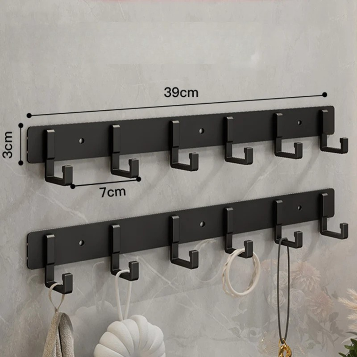 Porte manteau crochet Noire en Hameçon avec Crochet Mural