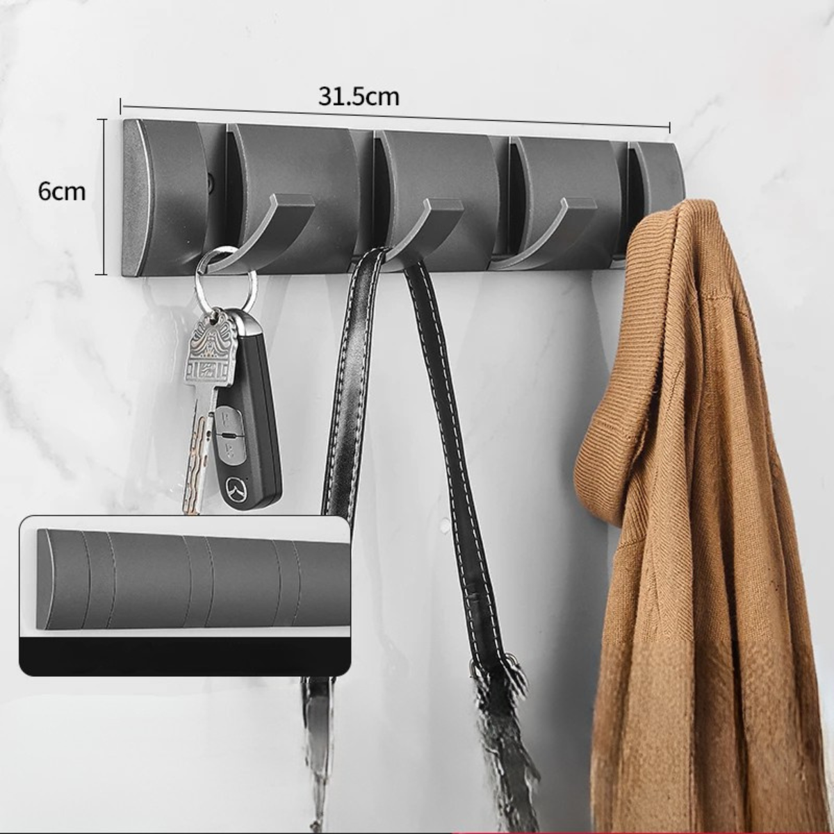 Portant manteau Chromé Rabattable & Design avec Attaches Métallique