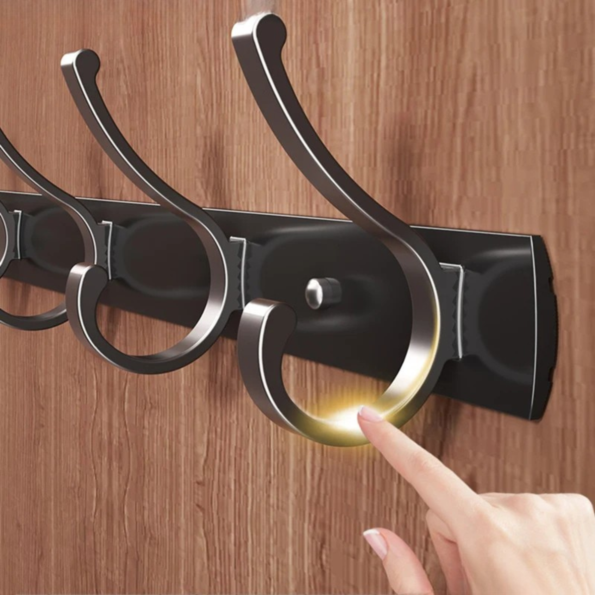 Support mural à 3 crochets en métal noir