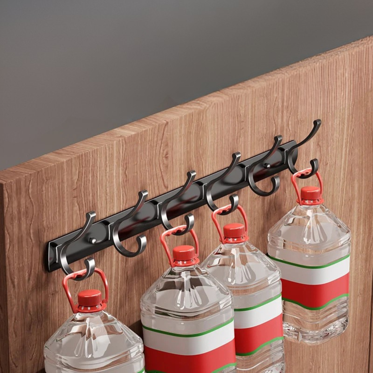 Support mural à 3 crochets en métal noir