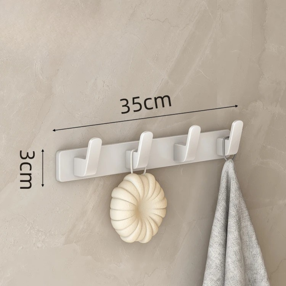 Patère murale en aluminium blanc avec rangement