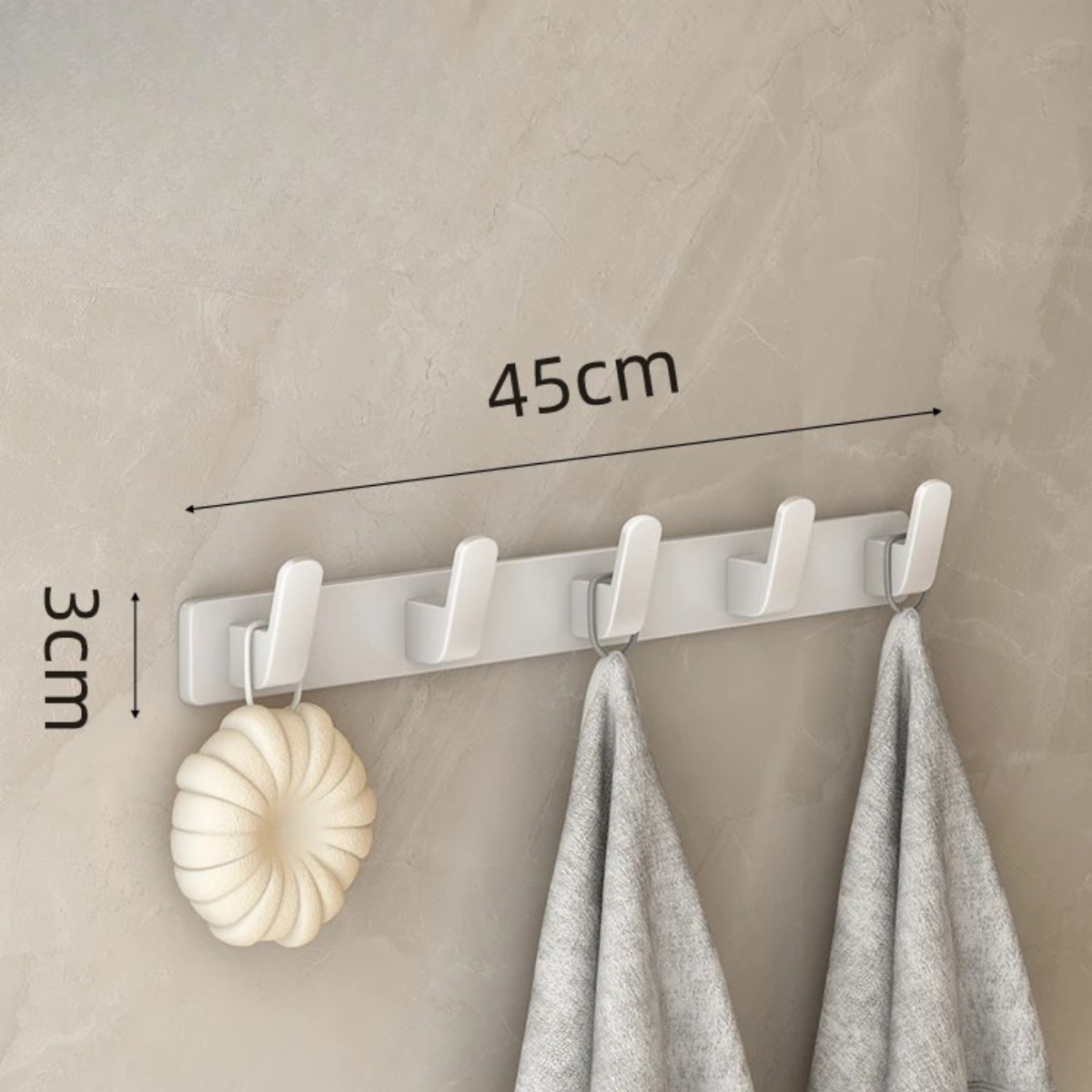 Patère murale en aluminium blanc avec rangement