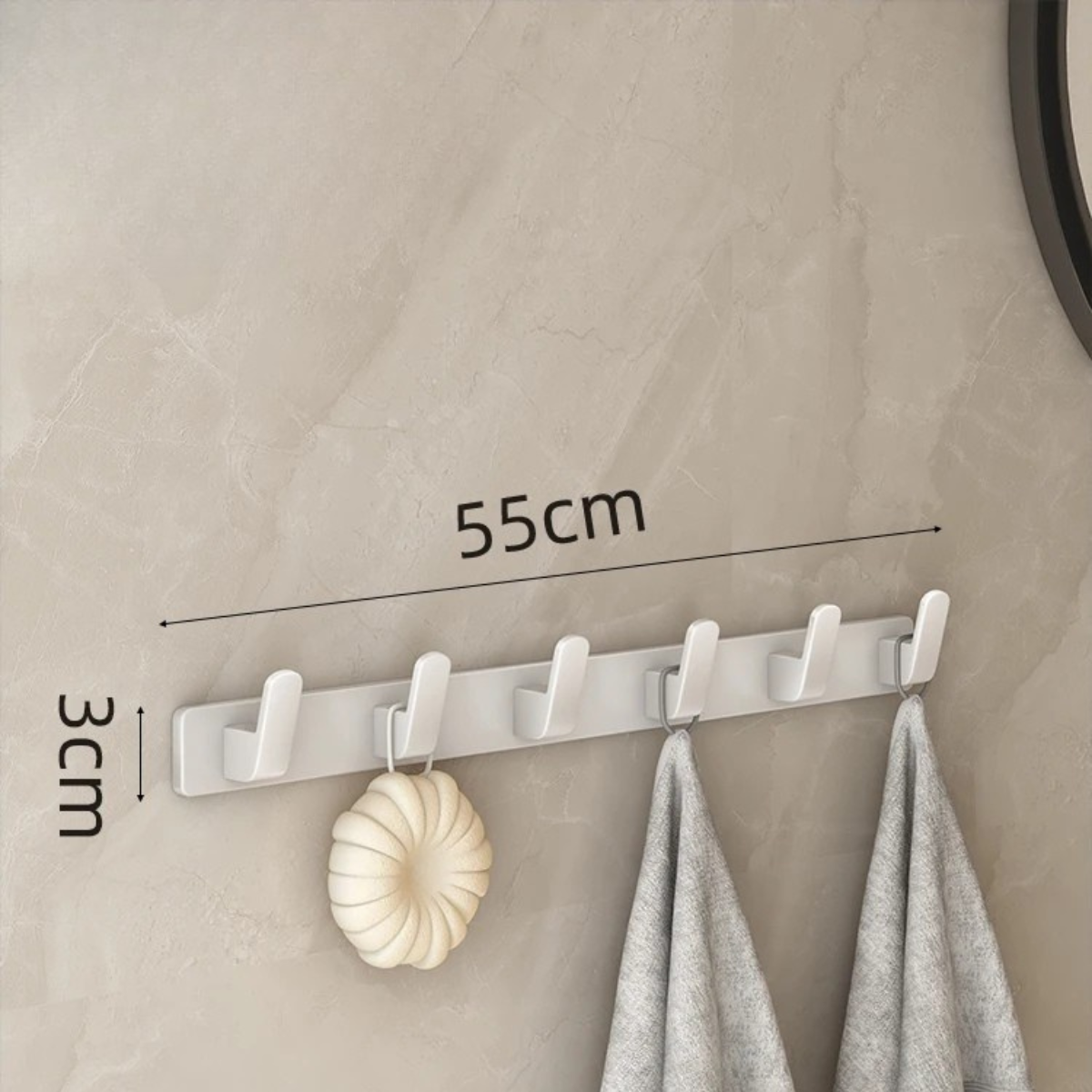 Patère murale en aluminium blanc avec rangement