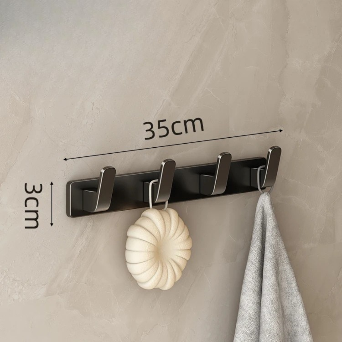 Crochet porte-manteau en métal noir avec 4 crochets de capacité