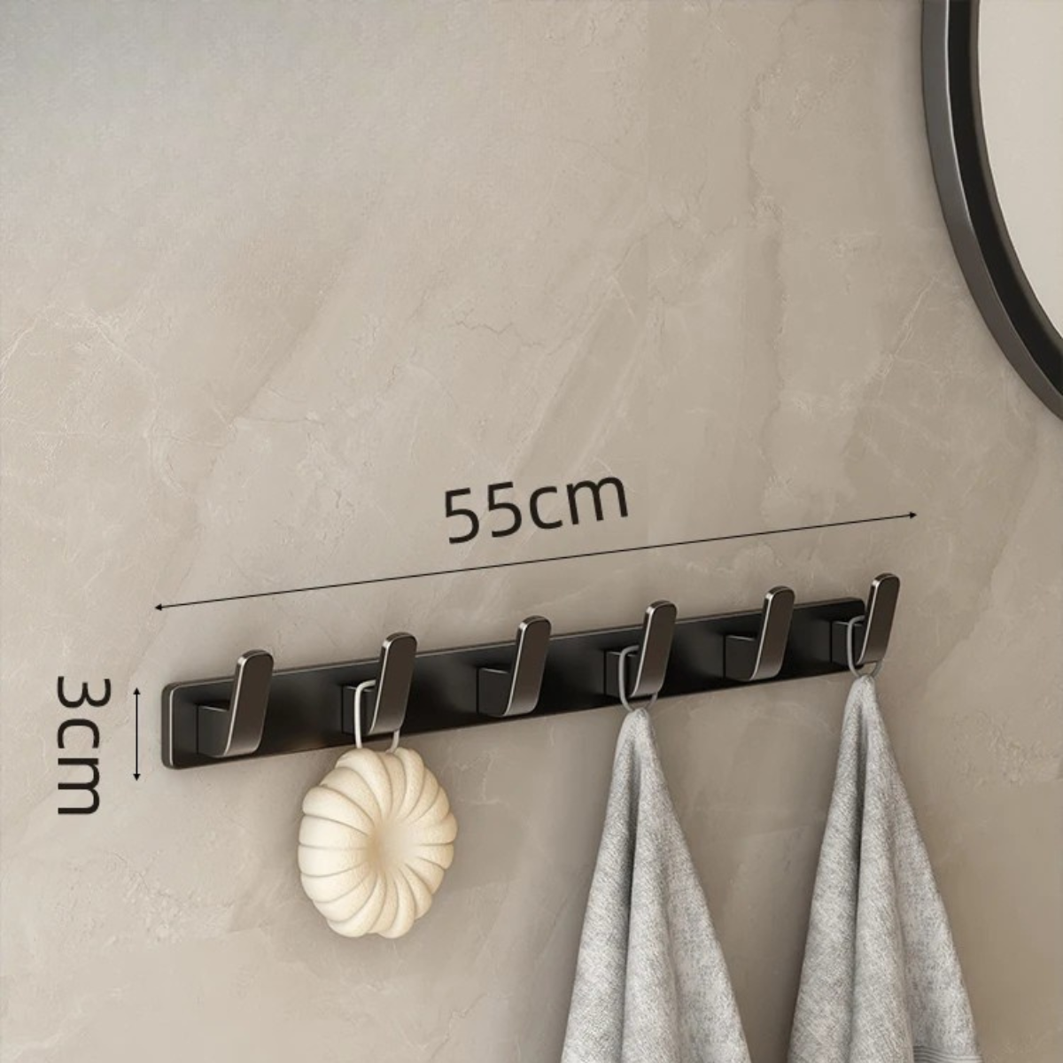 Crochet porte-manteau en métal noir avec 4 crochets de capacité