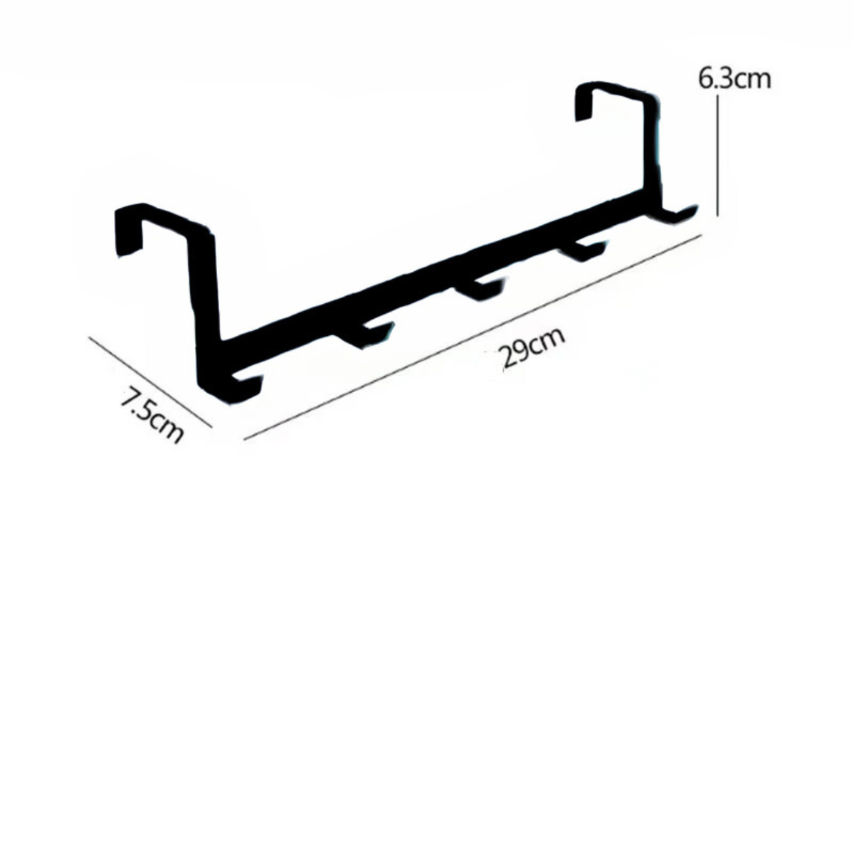 Support avec 5 crochets en métal léger