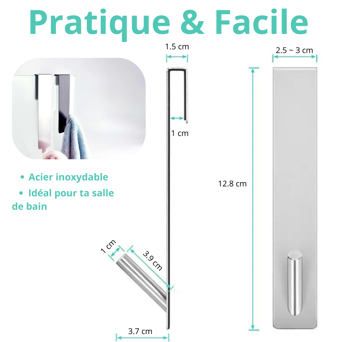 Support Mural suspendu pour Porte en Acier Noir 2 pièces