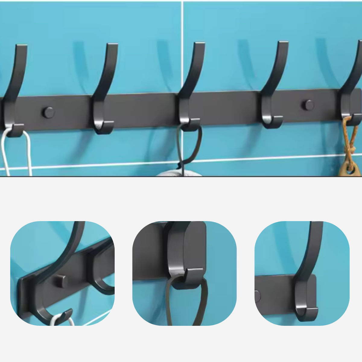 Grande Barre Mural Blanche Simple avec 8 Rangement Solide en Métal léger