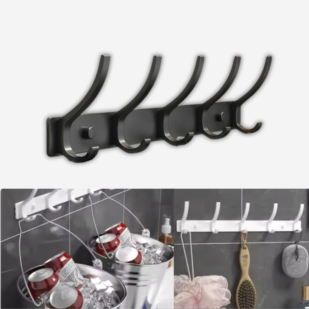 Grande Barre Mural Blanche Chic en Aluminium avec Crochet Affiné