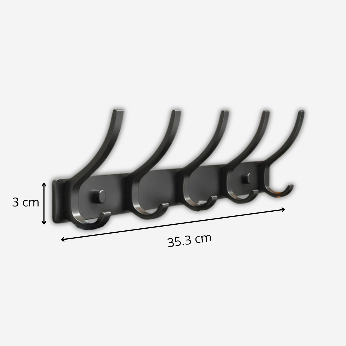 Barre d'accroche mural Noir Mat Robuste avec crochet