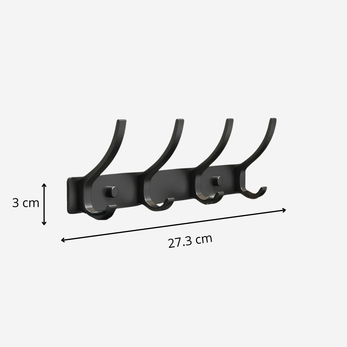 Barre d'accroche mural Noir Mat Robuste avec crochet