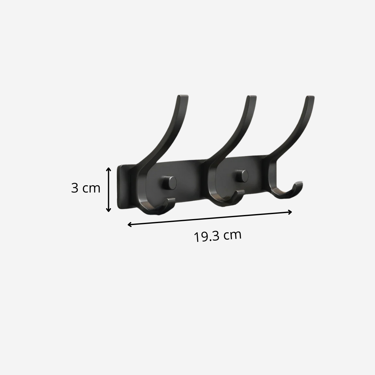 Crochet Mural design Noir pour 3 personne en Métal