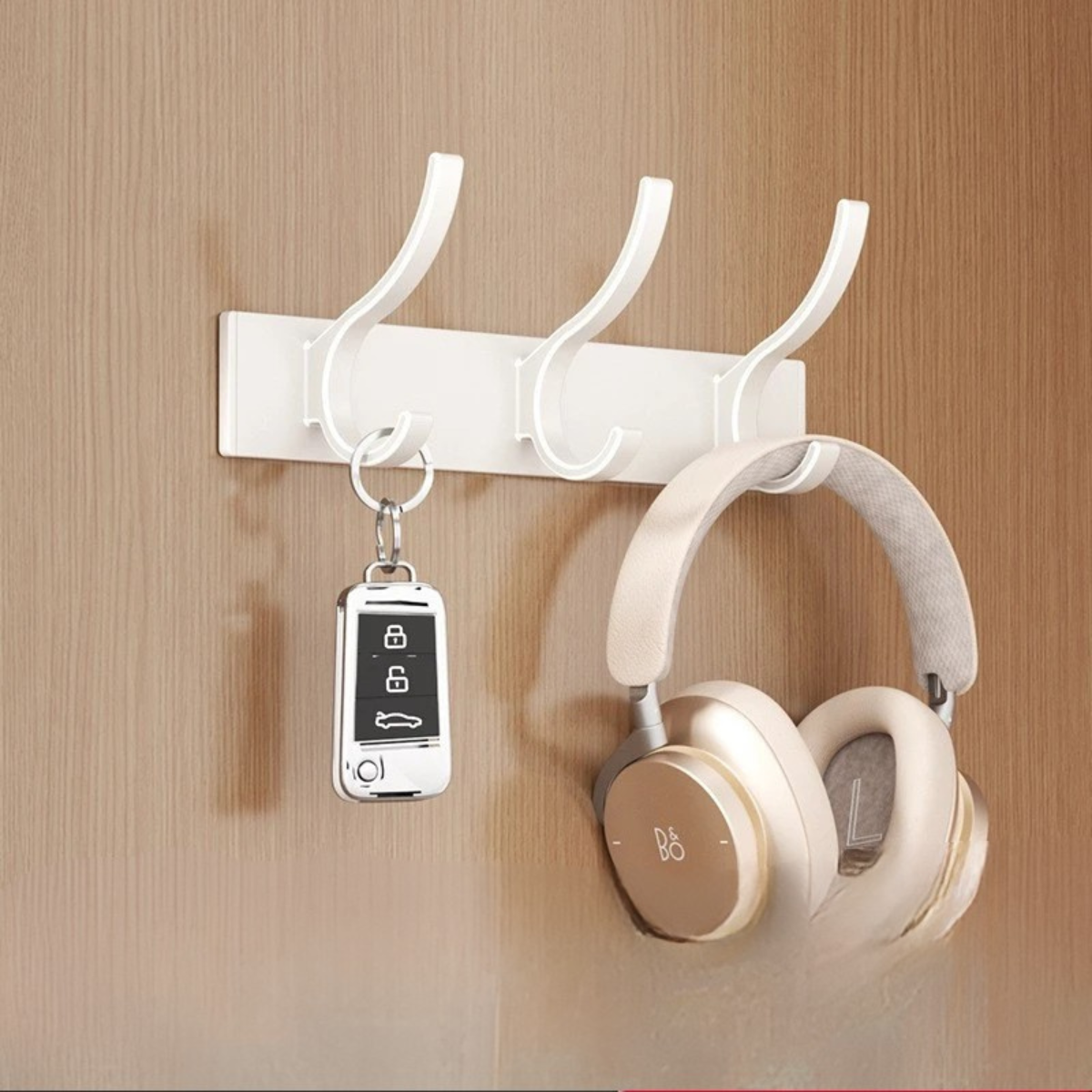 Patère Mural Design Simple Blanc avec 3 crochet en Métal léger