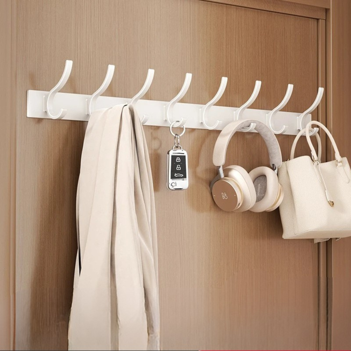 Patère Mural Design Simple Blanc avec 3 crochet en Métal léger