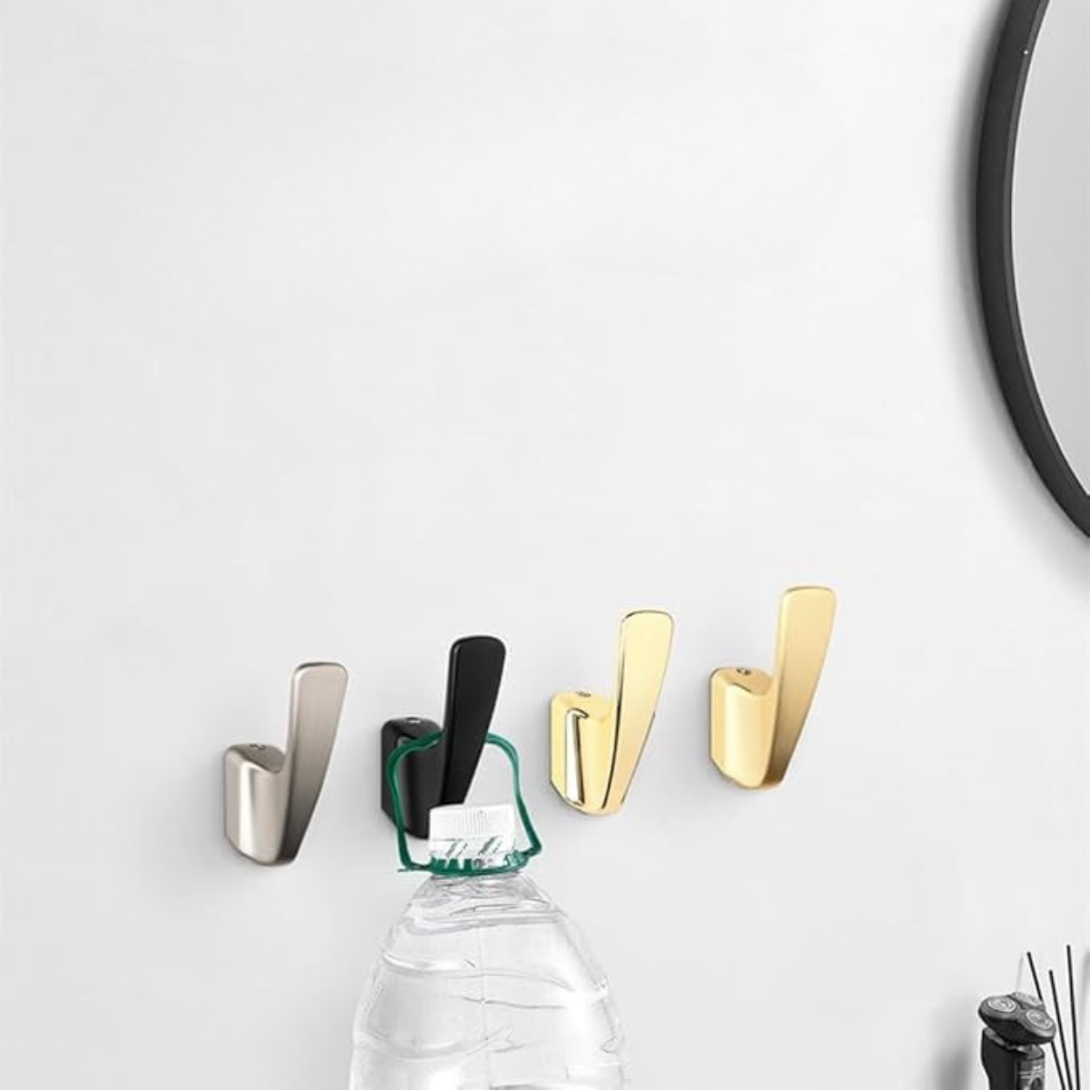 Lot de 5 Patères Mural Chromé en Métal Aluminium