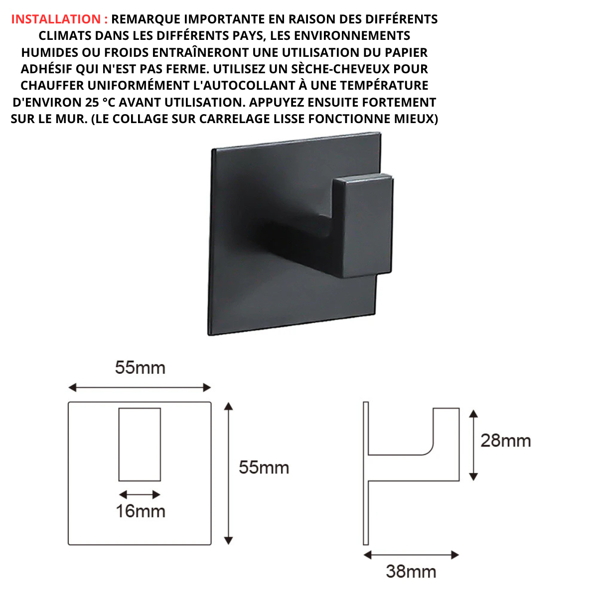 Accroche Mural Grise 1 pièce en Aluminium
