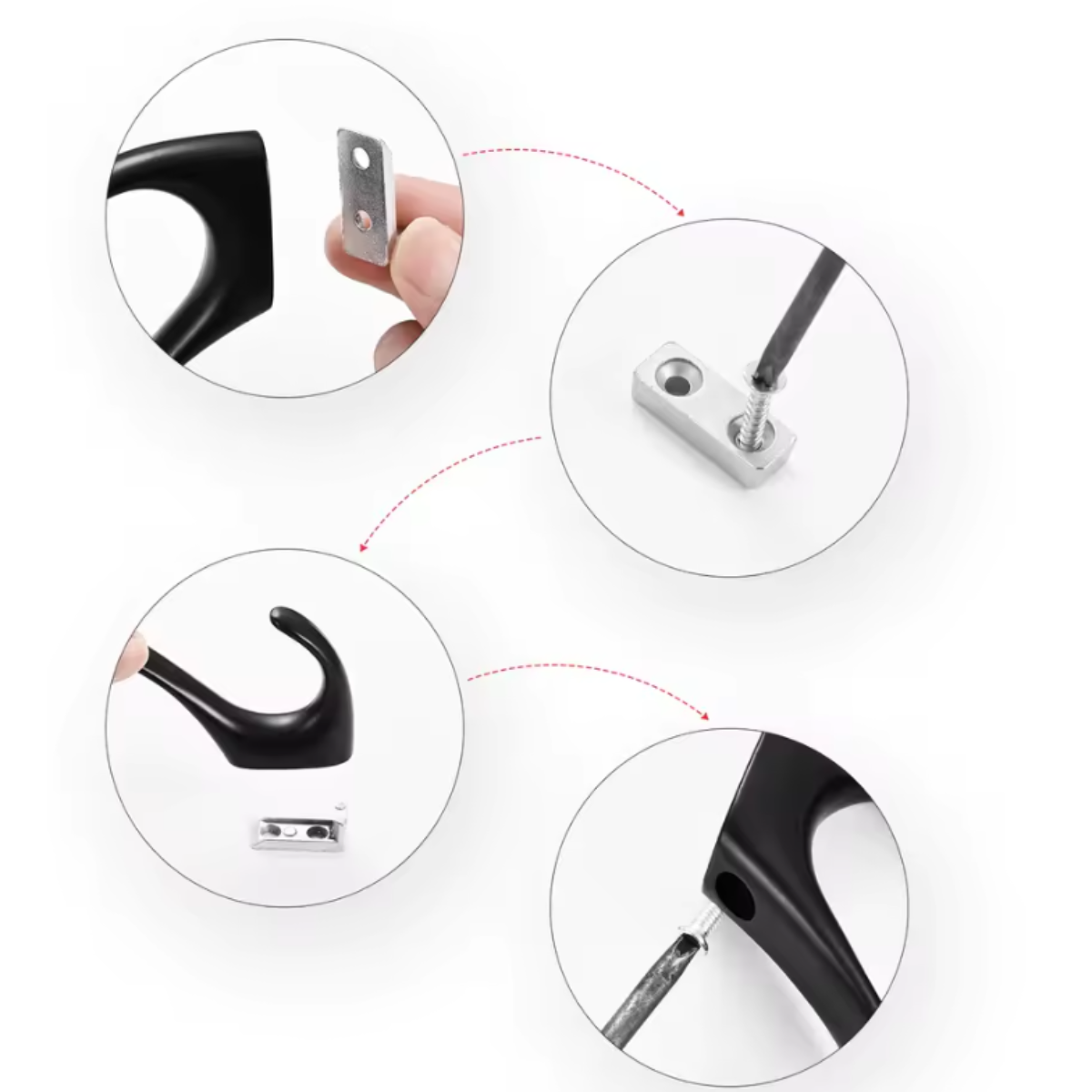 Pack de 5 Crochet Mural en Or Droit/Ondulé Métal