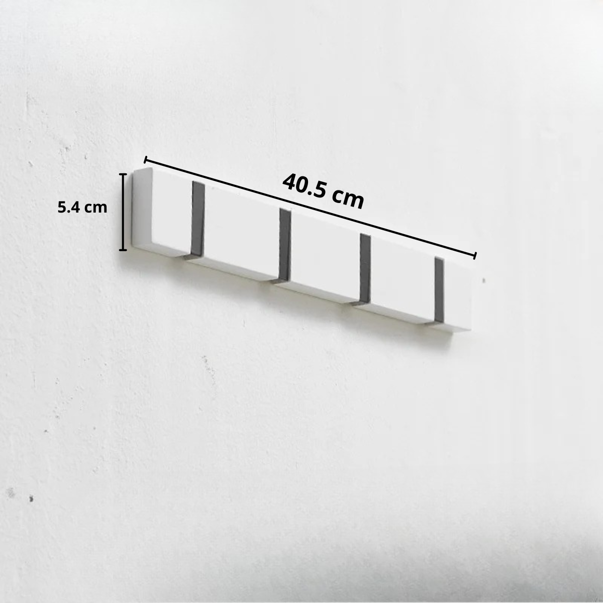 Patère Mural Blanche Design avec 4 crochet rétractable en Aluminium