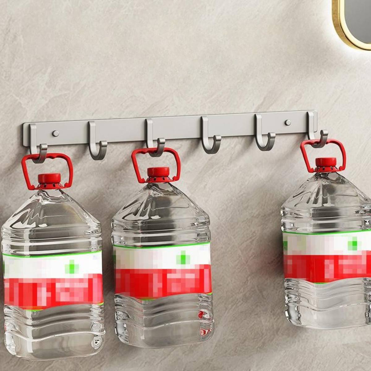 Support Mural Argenté Gris Avec 3 Crochets Robuste en Hameçon