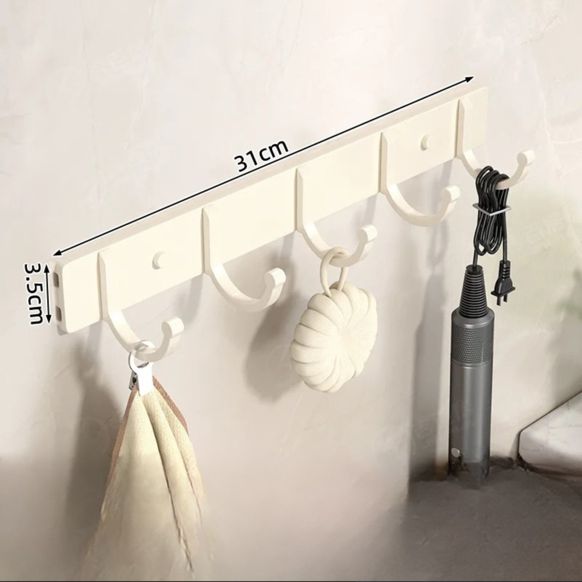Patère Mural Blanche Design élégant en Métal avec crochets