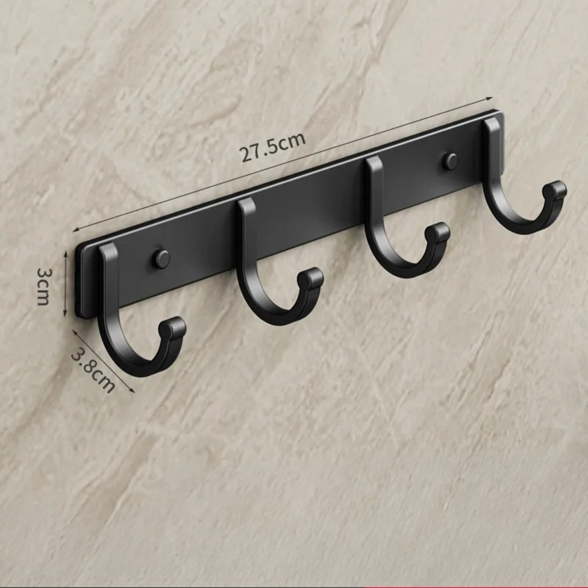 Support Muraux Noir avec crochet suspendu en Aluminium