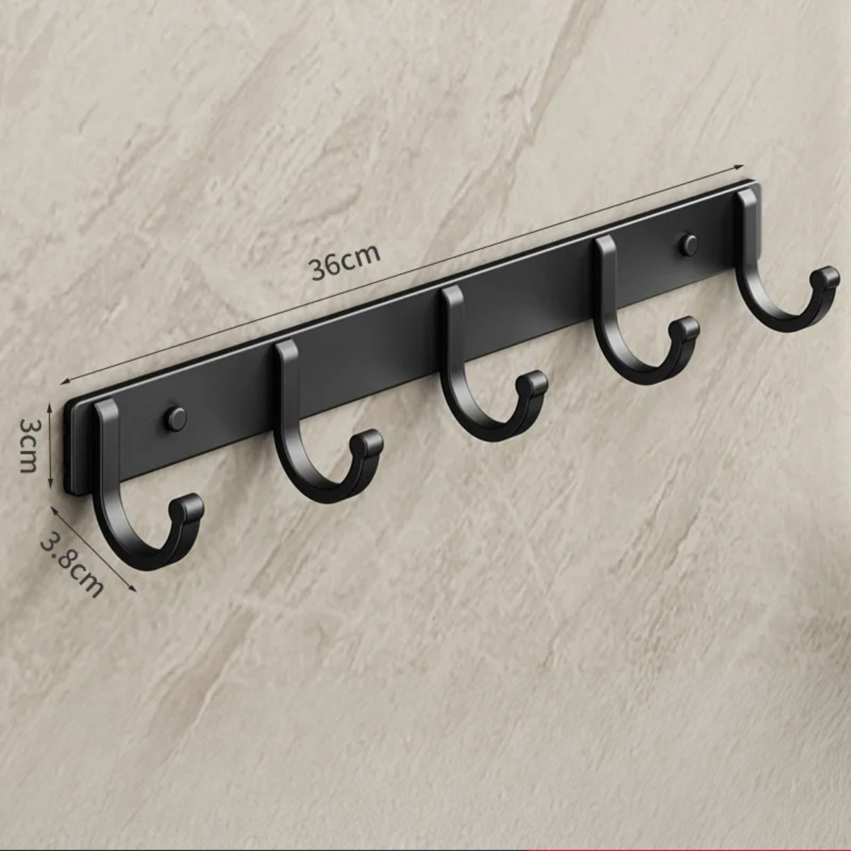 Support Muraux Noir avec crochet suspendu en Aluminium