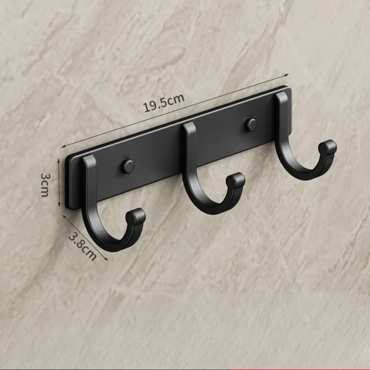 Porte-Manteau Crochet Mural Noir Minimaliste avec 3 emplacement