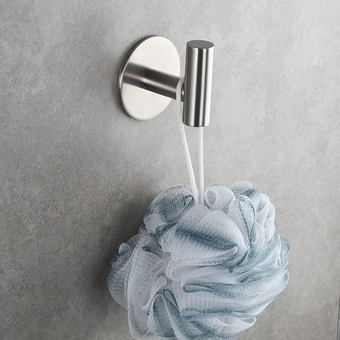 Crochet mural adhésif en acier inoxydable argenté