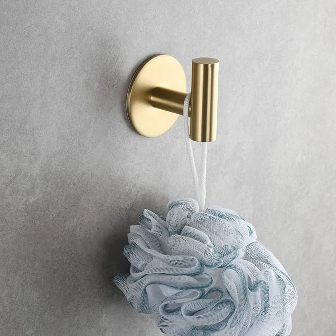 Crochet mural doré auto-adhésif en acier inoxydable