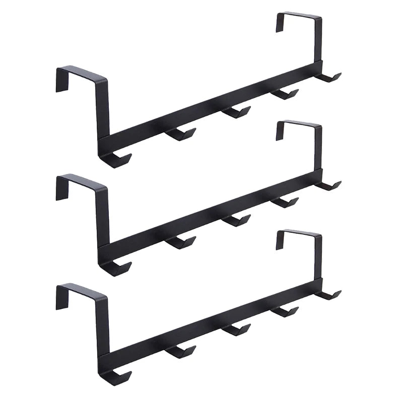 Porte-vêtements pour porte avec 5 crochets noirs (lot de 3) en aluminium léger