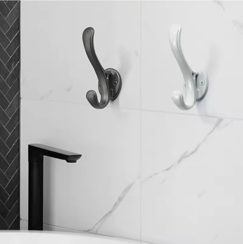 2 Patère Mural Design & Epuré Blanche en Métal avec effet Ondulé