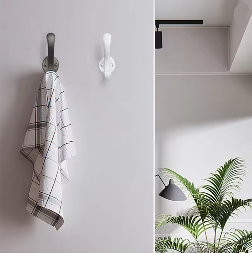 2 Patère Mural Design & Epuré Blanche en Métal avec effet Ondulé