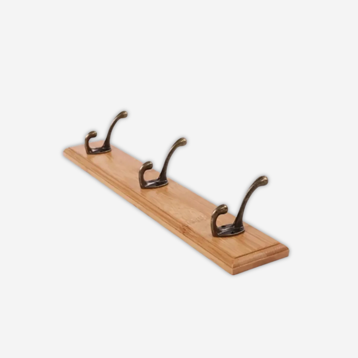 Barre Mural Naturel en bois avec 3 crochet en Cuivre