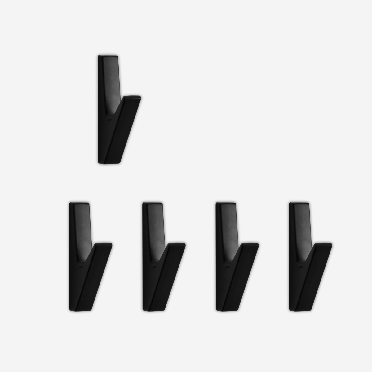 Pack de 5 Crochet Mural Noir Stylé en Zinc