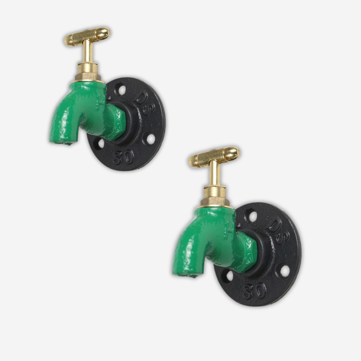 Patères Mural Vintage Robinet Vert style Industriel en Métal (2pièces)