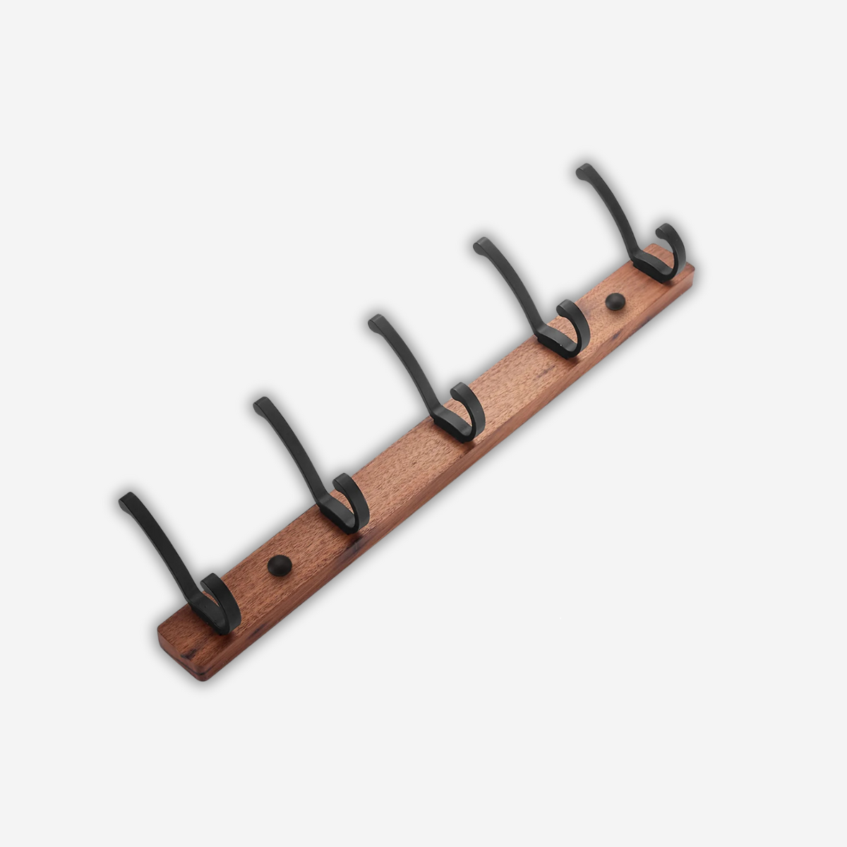 Le Classique Porte Manteau En Bois Classique & Design Avec 5 Crochet Noir Affiné
